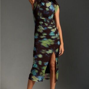 Anthropologie Maya Ruched Cowl Neck Dress